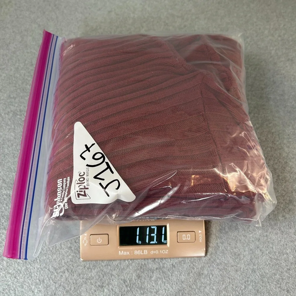 American Eagle Y2K Cotton Mockneck Elbow Patch Ribbed Sweater Brick Red Mens XL